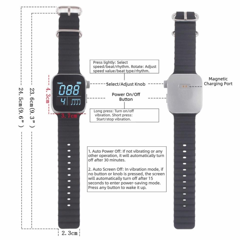 Adjustable Strap Vibrating Metronome Watch App-Adjustable Pulse Metronomes Running Fitness