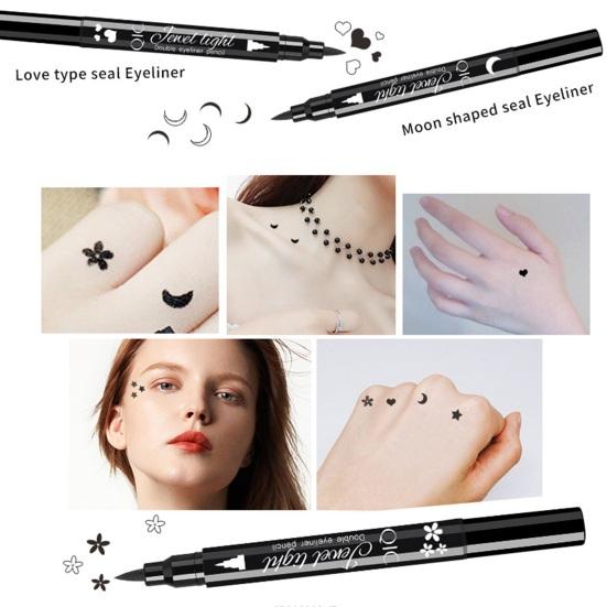 Двусторонняя подводка для глаз, очаровательная звезда, сердце, цветок, черная жидкая подводка для глаз, ручка, принадлежности для макияжа глаз
