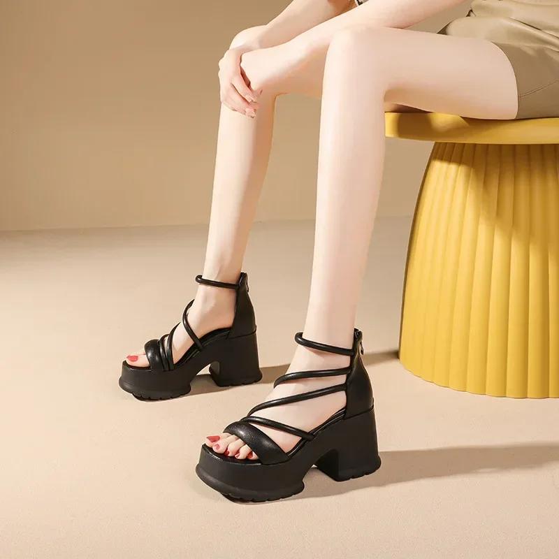 Женские босоножки на танкетке с высокой платформой и пряжкой на танкетке, женские летние новые модные туфли на толстой подошве с тонким ремешком Zapatos De Mujer