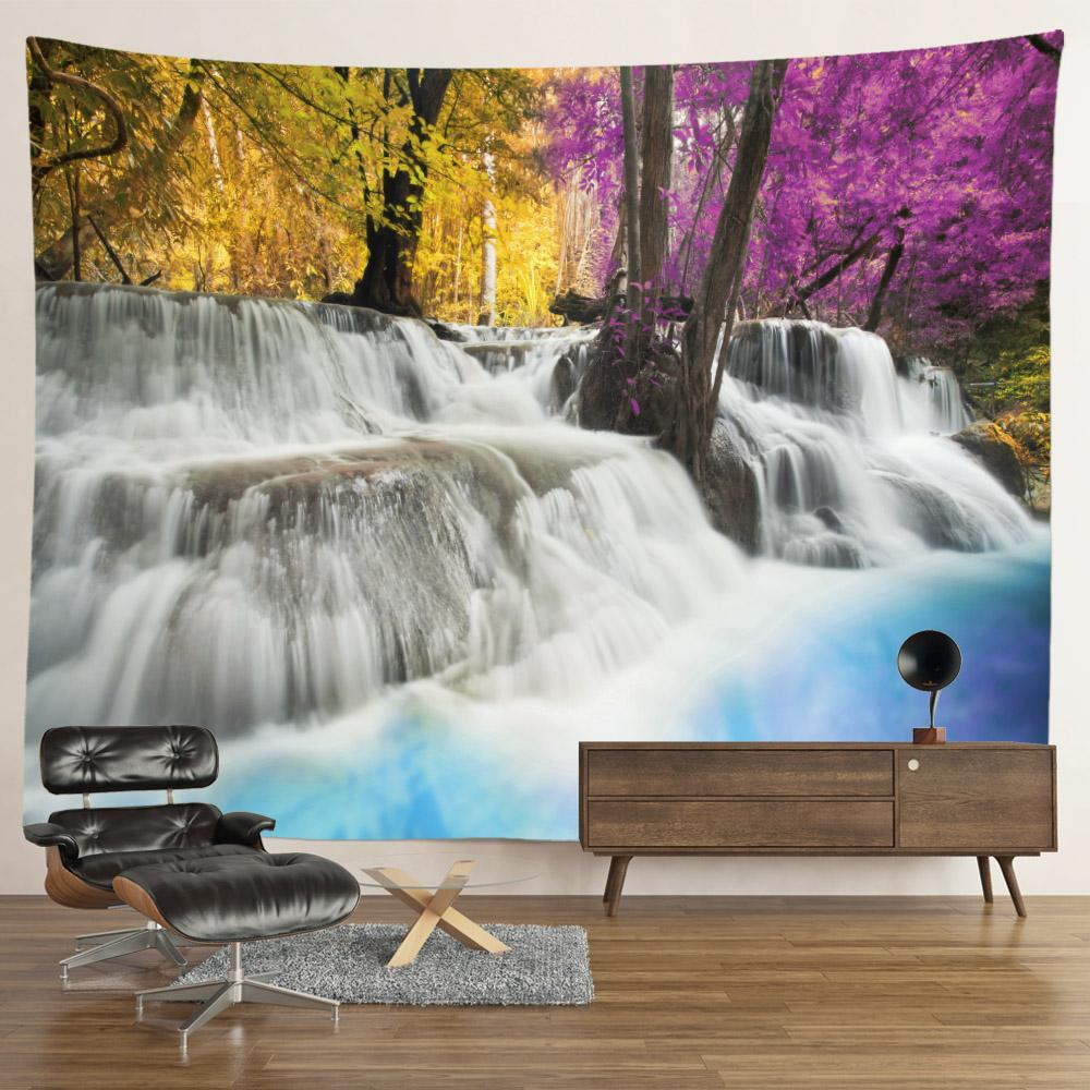 Пейзаж Водопад Гобелен Настенные Цветы Таинственный Лес Дерево Джунгли Большой Гобелен Искусство Эстетический Декор Комнаты Спальня