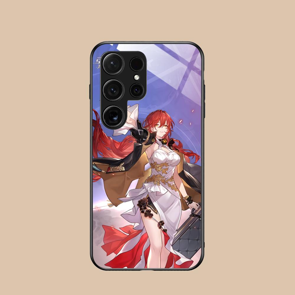 Стеклянный чехол HSR Himeko для мобильного телефона Samsung Galaxy S26 S25 S24 S23 S22 S21 S20 Note20 Plus FE Ultra Цветная крышка