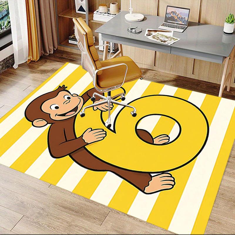 1PC Curious George Anti-slip carpet, suitable for Office, bedroomand playrooms. It can also be used as a sofa footrest cover-R112