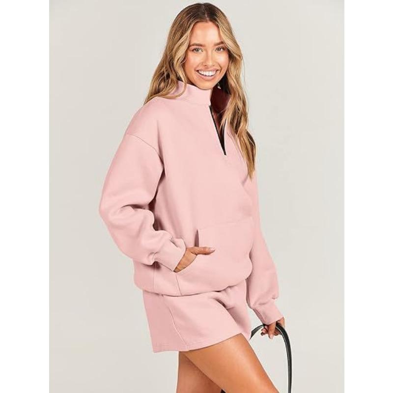 Женский однотонный свитер с вставными карманами на весну и осень, повседневный комплект из двух предметов