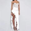 New Women's Fashion Lace Suspenders Sexy Slim Fit Slit Earrings Dress for Women