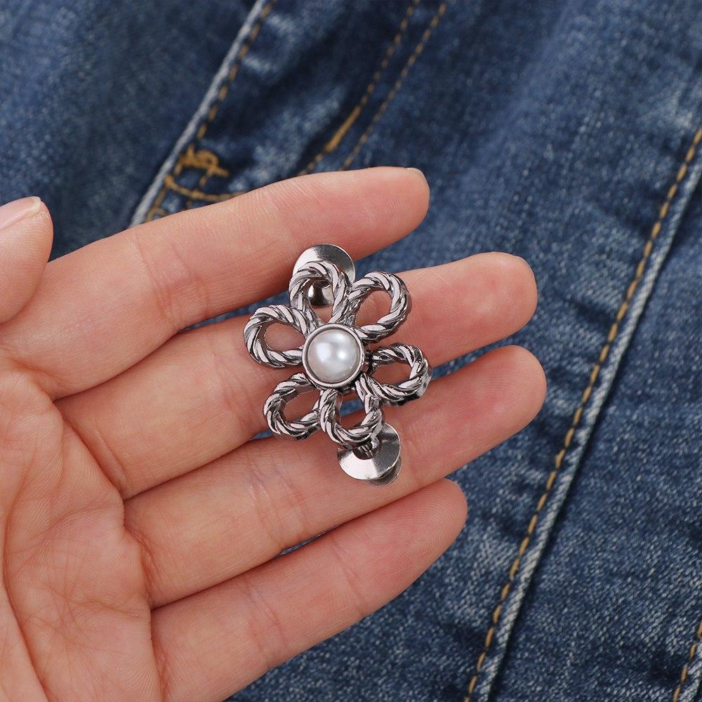 Button Clasps Flower Pants Button Tightener Zinc Zinc Alloy Jean Buttons for Loose Jeans Party
