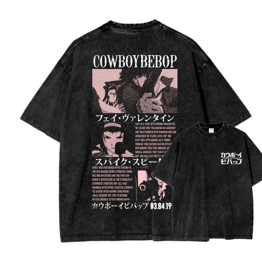 Аниме-фанат Cowboy Bebop Стиранная футболка Одежда на весь год Высокое качество Индивидуальность Одежда Большие размеры Унисекс Новая модель Футболка для пары