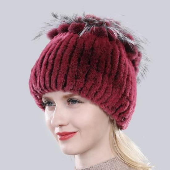 Горячая Распродажа Россия Зима Качество Натуральная Меховая Шапка Натуральная Теплая Шапка из Меха Кролика Рекс Леди Теплая Вязаная Подлинная Шапка из Меха Кролика Рекс