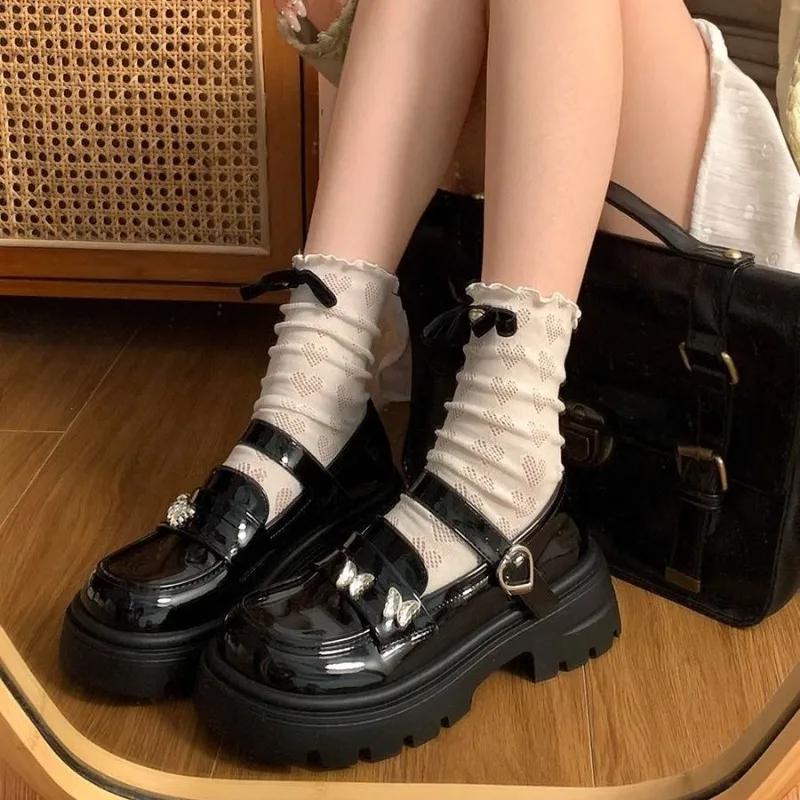 Модные женские туфли-лодочки с круглым носком, лоферы, женская обувь на платформе со средним каблуком, повседневная обувь, нескользящая, лето 2025, шикарный и элегантный тренд