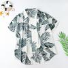 Daydreamer Мужская рубашка с лацканами и принтом листьев, легкая гавайская рубашка с короткими рукавами и пуговицами для клуба