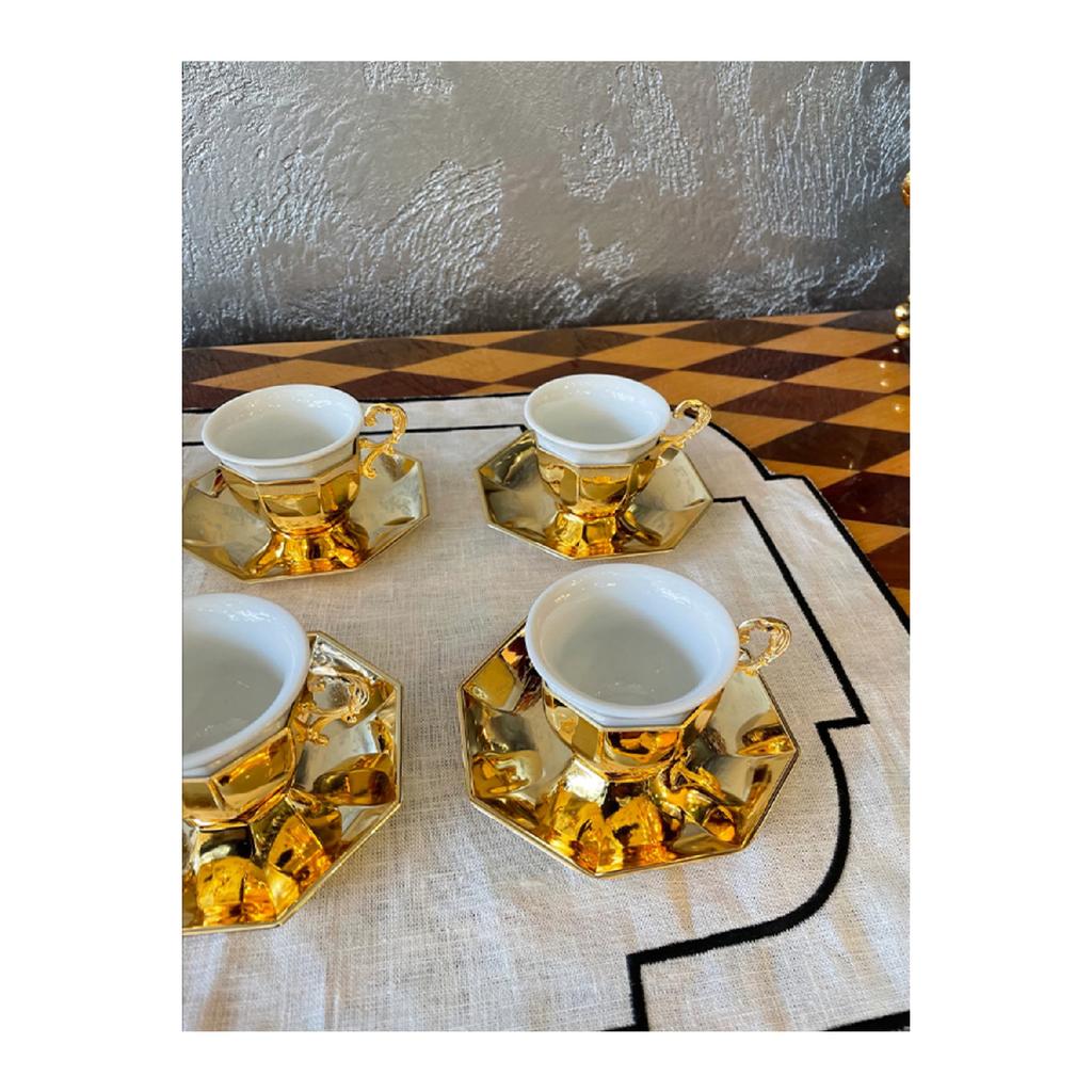 Позолоченные угловые итальянские кофейные чашки, набор из 6 шт.