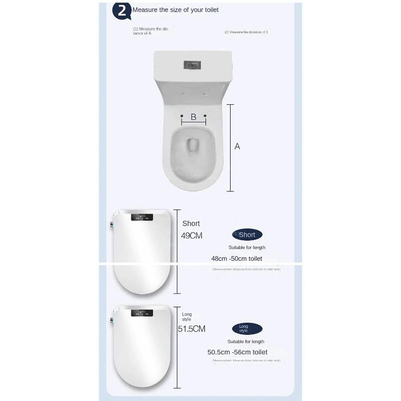 Ecofresh Square Smart Toilet Seat Cover - Electronic Bidet with Heating, Cleaning & Drying for Bathroom