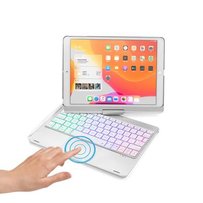 Вращающийся чехол с подсветкой и встроенной подставкой для iPad и 7-го поколения, серебристый, сенсорная панель с поворотом на 360 градусов, клавиатура, 9-е, 8-е, (10,2-дюймовый, 10,5-дюймовый,