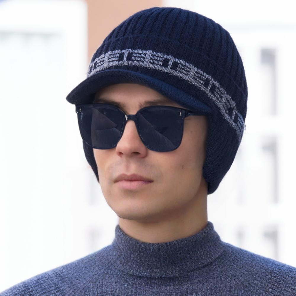 New Style Plush Fur Lined Winter Hat With Earflap Fashion Beanie Hats Men Outdoor Keep Warm Cap Winter Hat Father Warm Gift