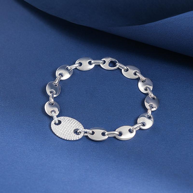 APM Monaco Coffee Bean Niche 925 Silver Bracelet Women's Style AB4364OX