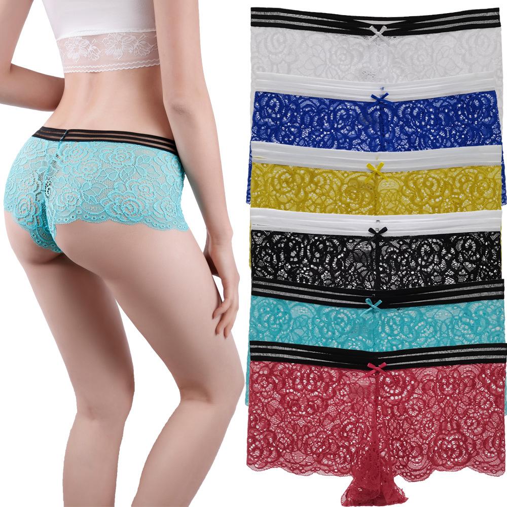 Women Boxers Underwear Sexy Full Lace French Panties Shorts Boyshort Ladies Knickers Intimates Lingerie 6 Pcs/Lot
