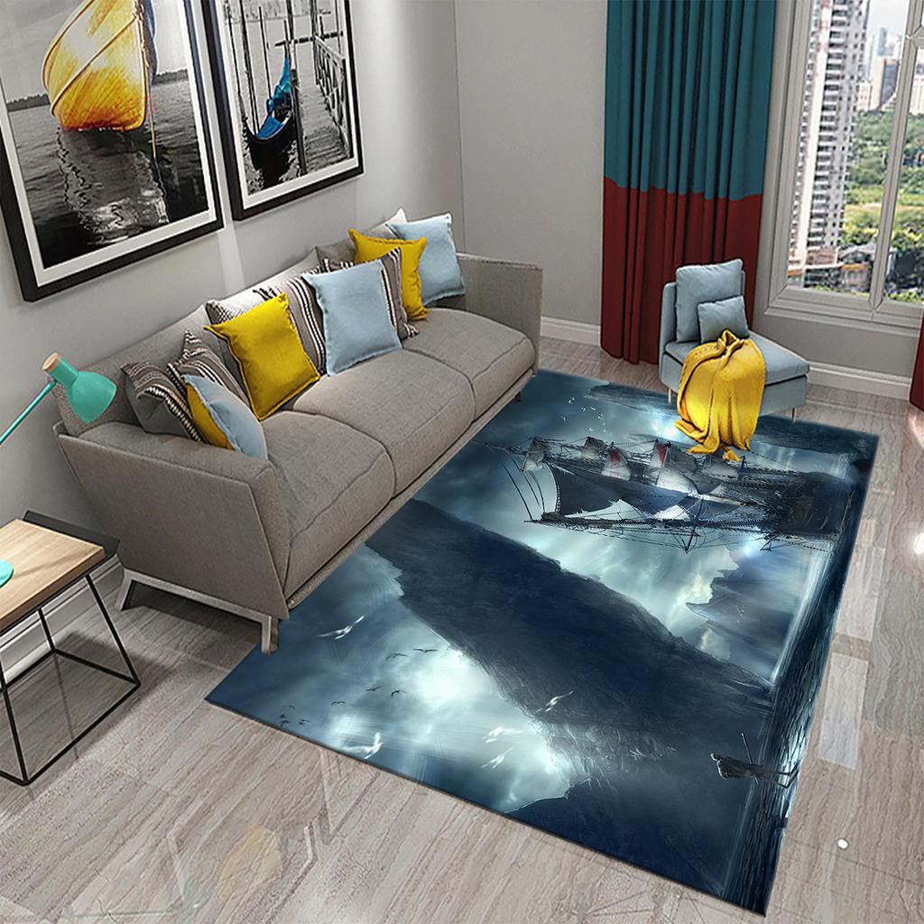 Коврик для двери спальни, гостиной, декоративный коврик для балкона, нескользящий коврик для ванной комнаты, ковер в стиле ретро, ​​ковер с пиратским кораблем