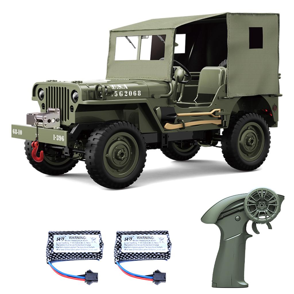 Remote Control Car, 2.4Ghz 4WD Off Road Rock Crawler Vehicle with Lights Canvas Cover, 1:10 All