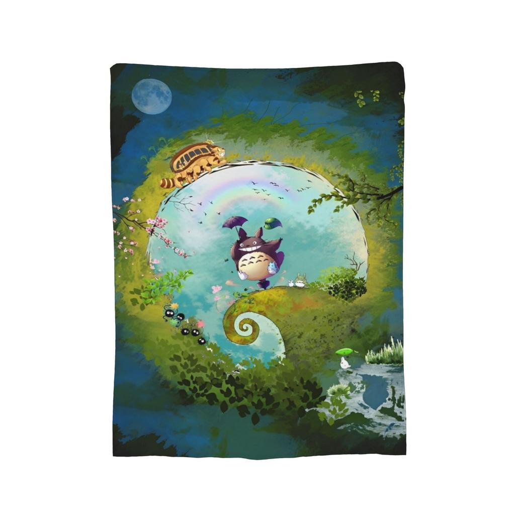 Традиционные вязаные одеяла Некобус Японские Т-Тоторо Кот-автобус Флисовый плед Постельные принадлежности Диван Портативные Мягкие Теплые Покрывала