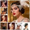 Vintage Feather Headband Crystal 1920s Hair Accessories Masquerade Hair Band  Stage Performance