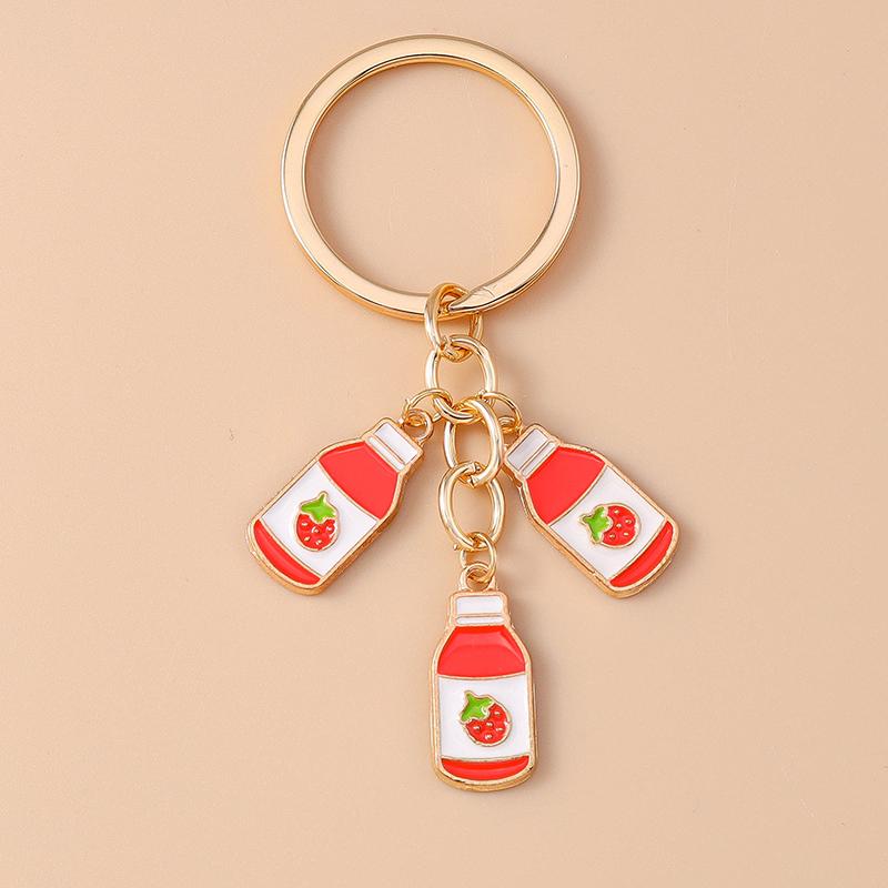 Cute Enamel Red Wine Keychain Simulation Drink Key Ring Pendant for Car Key Holder Women Girls Handbag Decor DIY Jewelry Gift