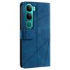 Phone Case For Vivo Y300 5G/V40 Lite (Indonesia) 4G/5G Imprinted Lines PU Leather Splicing Wallet Cover