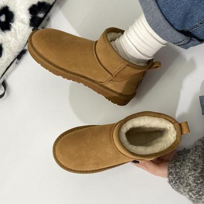 Женские кожаные большого размера на толстой подошве с увеличением высоты зимние теплые меховые ботинки-дутики с мягкой подкладкой ботильоны противоскользящие походные кроссовки хлопковые ботинки