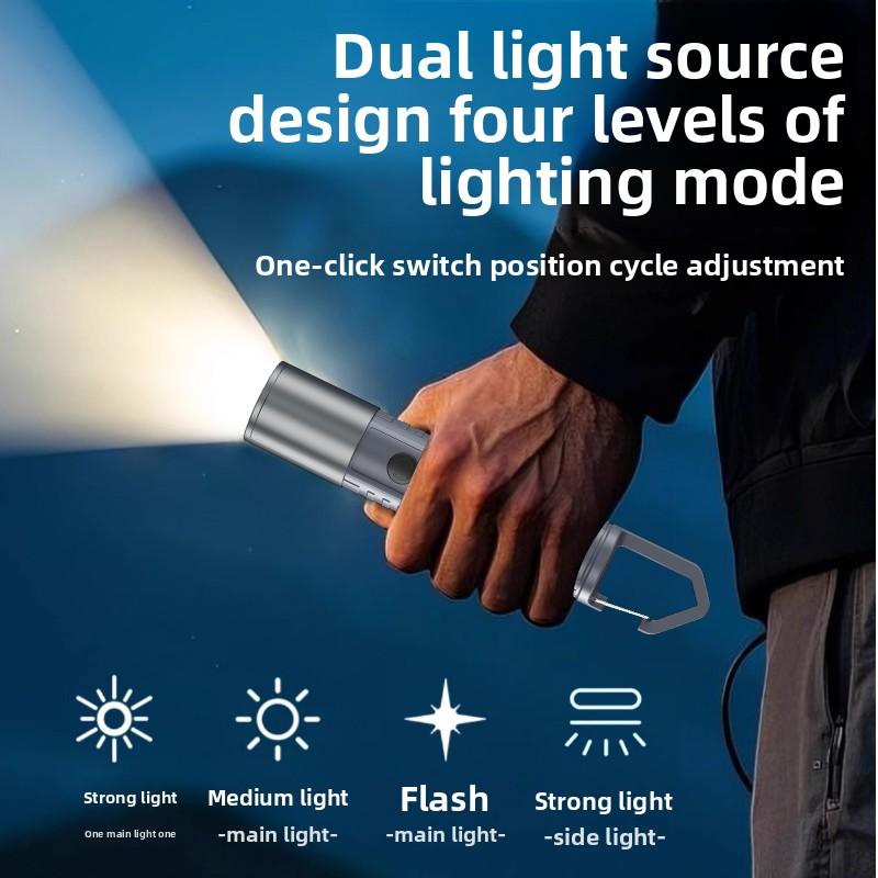 New Strong Light Flashlight Outdoor Multi functional Long Range Illumination Hand Electric White Laser Working Side Light