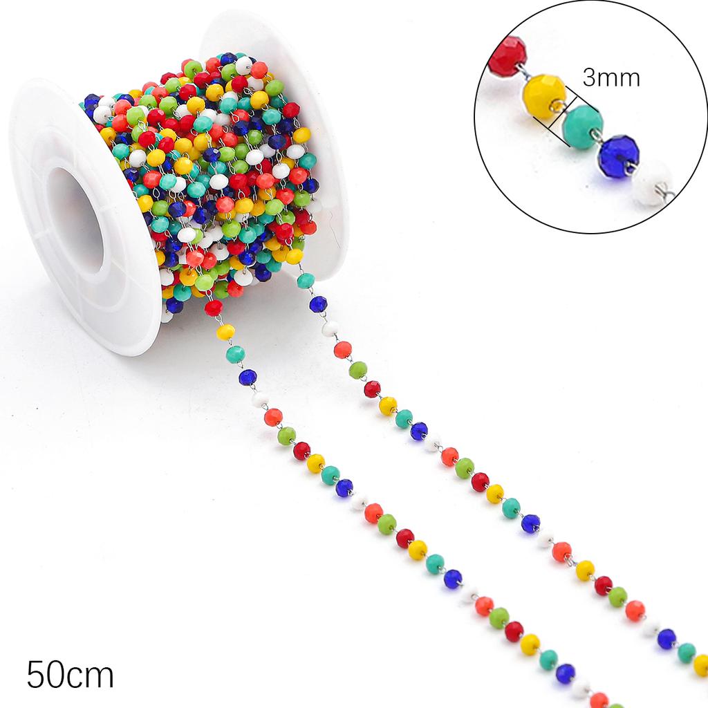 50 см, цепочка ручной работы, цветок ромашки, сглаз, стразы, цепочка из бисера с кристаллами для ожерелья, браслета, сделай сам, фурнитура для изготовления ювелирных изделий