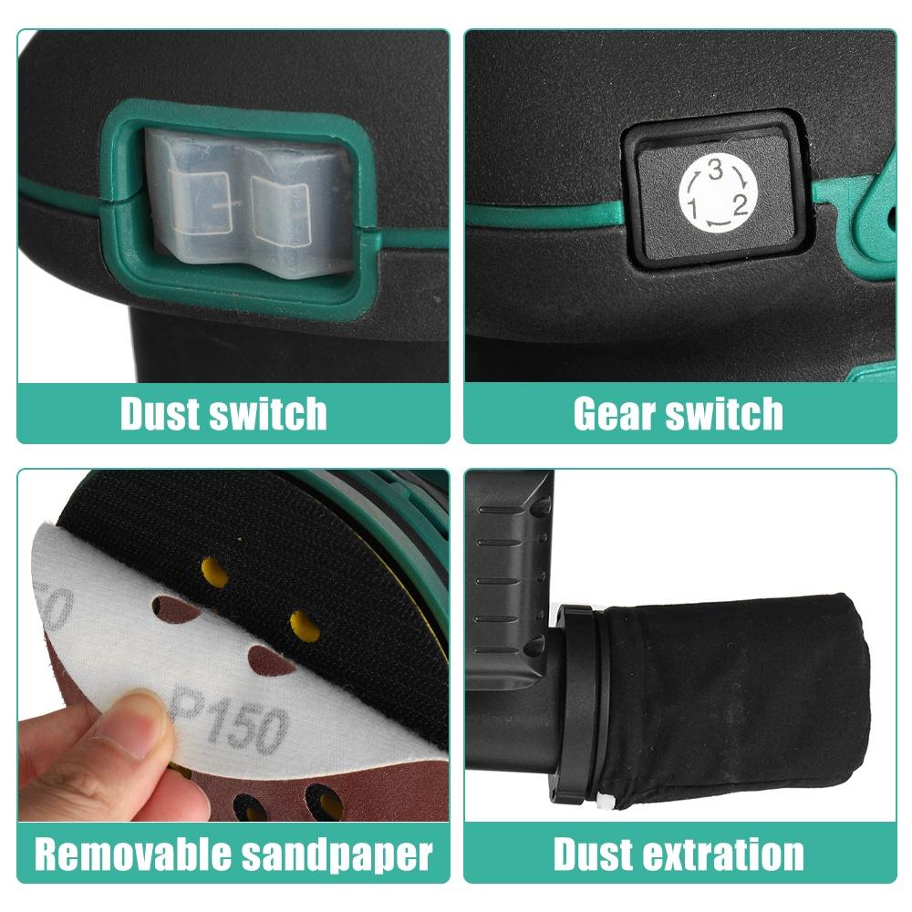 Cordless Rechargable Random Orbital Electric Sander With Sandpaper Wood Grinder Polishing Grinding Machine