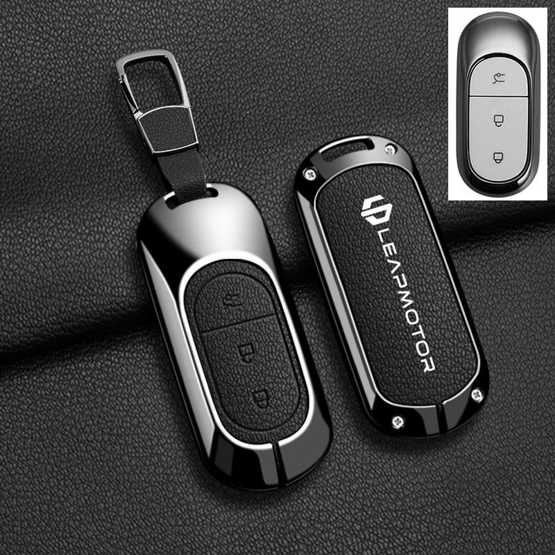 BFM1 Car Remote Key Case Cover For Leapmotor C16 C11 C10 C01 B10 T03 S01 Type Zinc Alloy Leather Protector Auto Keychain Accessories