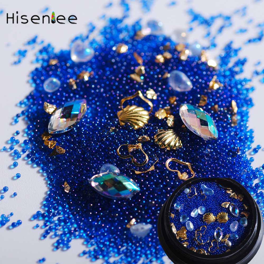 2 коробки смешанного размера DIY Art 3D Стразы Золотые металлические кристаллы для ногтей Micor бусины
