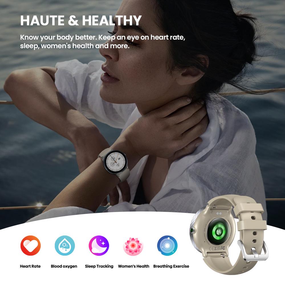 Женские умные часы Zeblaze Lily 2 с Bluetooth-звонками, 1,2-дюймовым AMOLED-экраном и двумя ремешками
