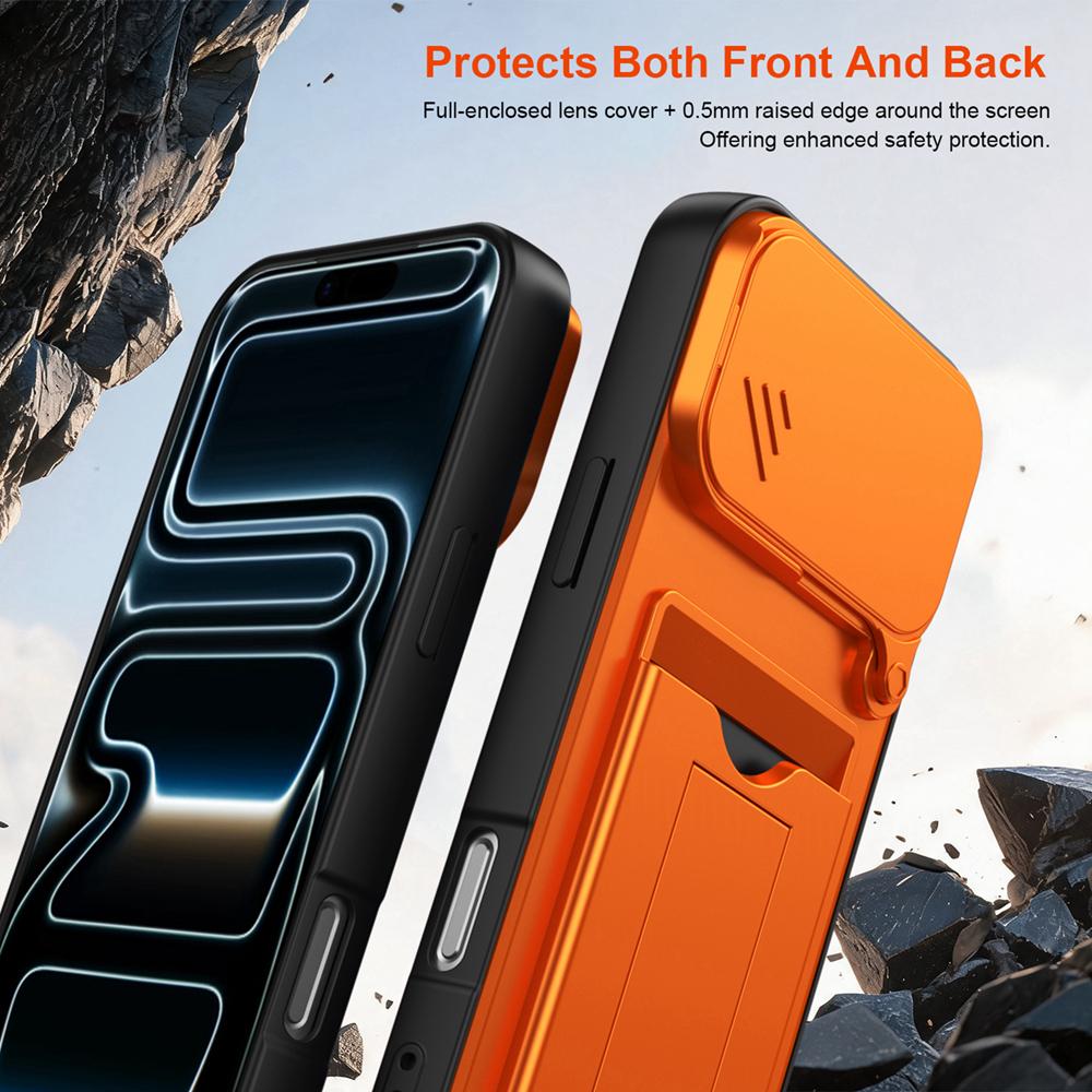 KEYSION Сумка-кошелек Чехол для телефона для iPhone 17 Pro Max Защита камеры со сдвижной крышкой Вертикальная подставка Ударопрочный чехол для iPhone 17