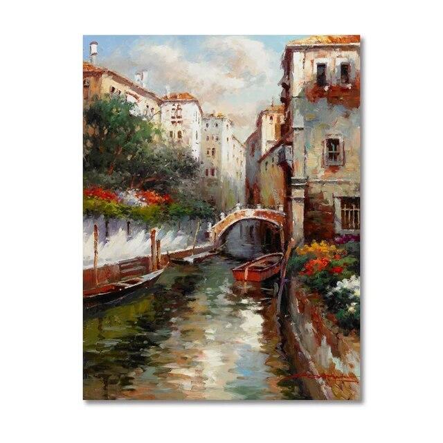 A2 A3 A4 Классическая Европа Уличное Кафе Холст Картины Венецианский Пейзаж Картинки Настенное Искусство Домашний Декор Плакат и Принты Без Рамки