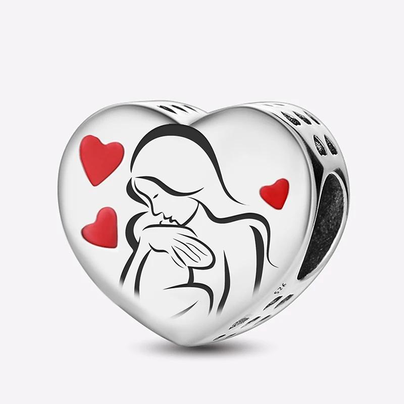 Медь Романтический Красный Любовь Сердце Розовые Шармы Бусины Подходят Оригинальный Пан DIY Браслеты Для Женщин Подвеска Изысканные Ювелирные Изделия