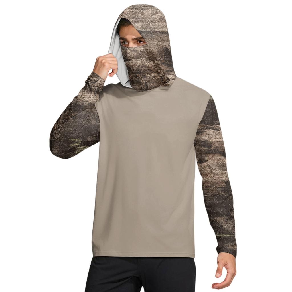 Мужская рубашка с маской Легкая с длинным рукавом Капюшон Для пеших прогулок Рыбалки Для выступлений