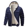 Men's Autumn and Winter Lamb Wool Thick Hooded Sweatshirt Cardigan Workwear Warm Jacket