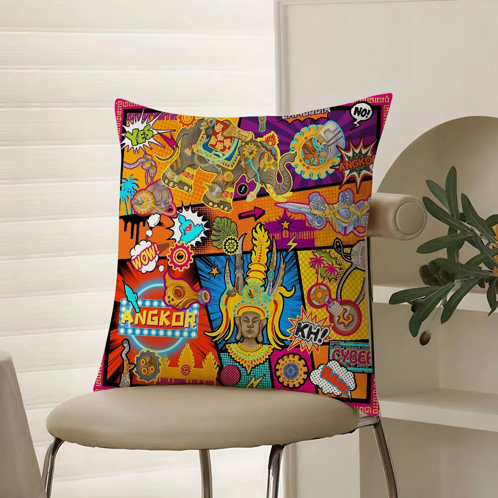 Восточный Классический Будда Статуя Принт Наволочка Комфорт Диван Кровать Шелковистая элегантная Невидимая молния Декоративная наволочка