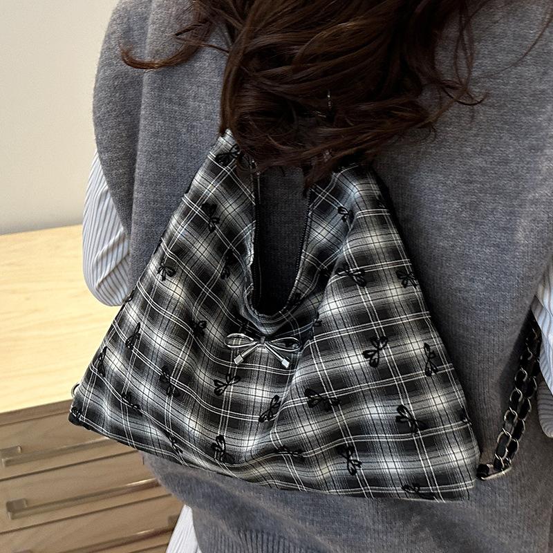 Популярная клетчатая сумка Осень и Зима Новая текстура Бабочка Кроссбоди Личность Многофункциональный Рюкзак через плечо