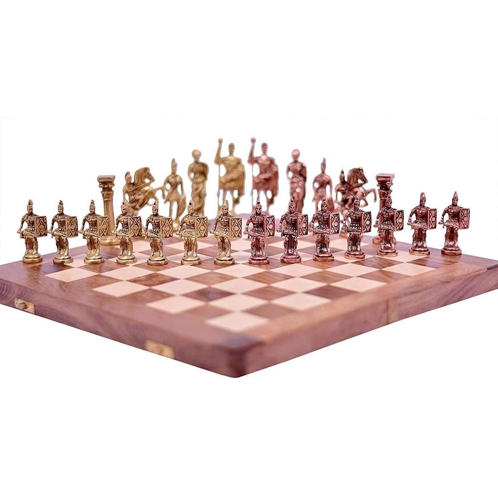 Латунные шахматы с деревянной доской (14 дюймов х 14 дюймов) От 4 лет и старше, большой ребенок