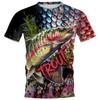 Summer Carp Fishing Print T-shirts For Men Outdoor Catfish Printing Loose Short Sleeve Quick Drying  Casual Street Top