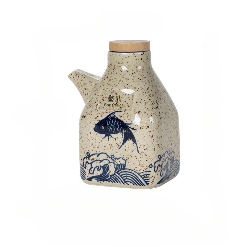 Новая китайская керамическая бутылка для соевого соуса, коммерческая уксусная бутылка-графин, кухонная бутылка для приправ, фляга для ликера/чили