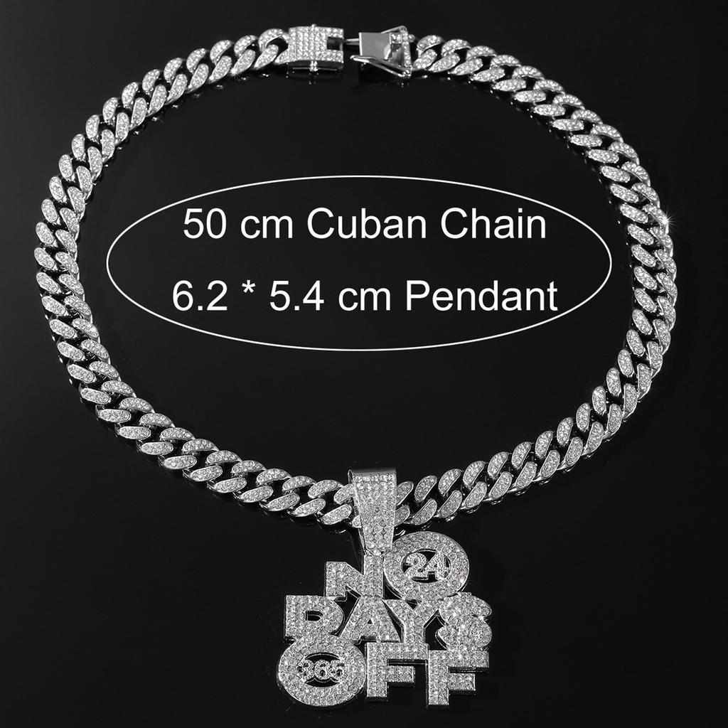 European and American Style Splendid Diamond Letter Pendant Necklace Ornament Trendy Men's Cuban Link Chain Clavicle Chain Accessories