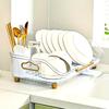 1 шт. Сушилка для посуды с ручкой - для организации и хранения на кухонной столешнице и возле раковины - с поддоном для стекания воды и подставкой для столовых приборов - легко стекает вода и легко чистить