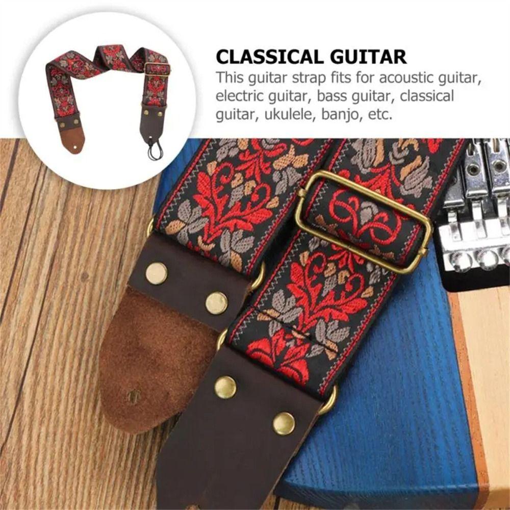 Vintage Flowers Guitar Strap Belt Tail Nail Pick Electric Guitar Belt  Instruments