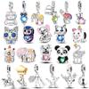 Серия Животные Оригинальные Шармы Бусины Медь Собака Кошка Домашние животные Подходят для браслета Сделай сам Милые подвески для женщины Модная бижутерия