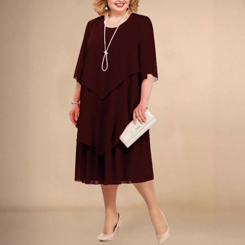 Женское шифоновое платье, Свободного кроя, Многослойное платье с оборками, Вечернее платье больших размеров для женщин