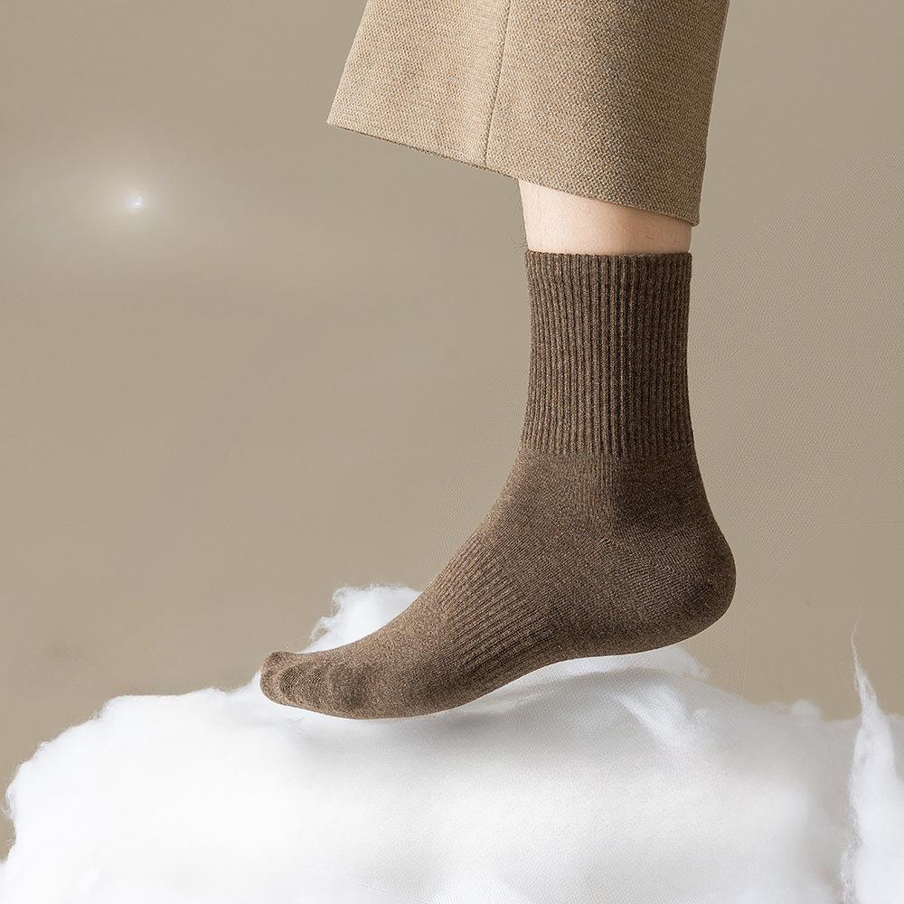 5 Pairs Men's Mid-calf Autumn and Winter Bone-less Sweat-absorbing Breathable Business Casual Socks