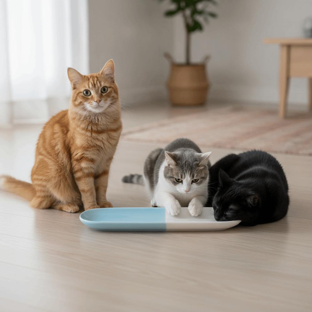 Long Multi-Cat Shared Eating Bowl Ceramic Dog Food Water Container for Kitten/Puppy/Bunny