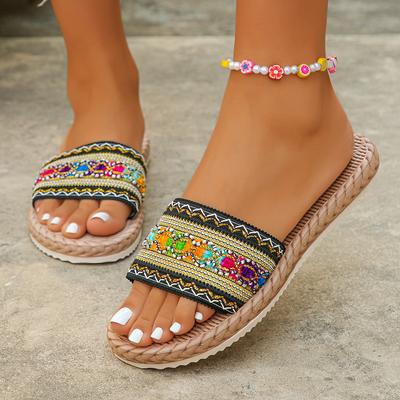 Новые туфли на толстой подошве большого размера повседневные однословные на плоской подошве крутые шлепанцы подошва из пеньковой веревки с открытым носком однословные шлепанцы